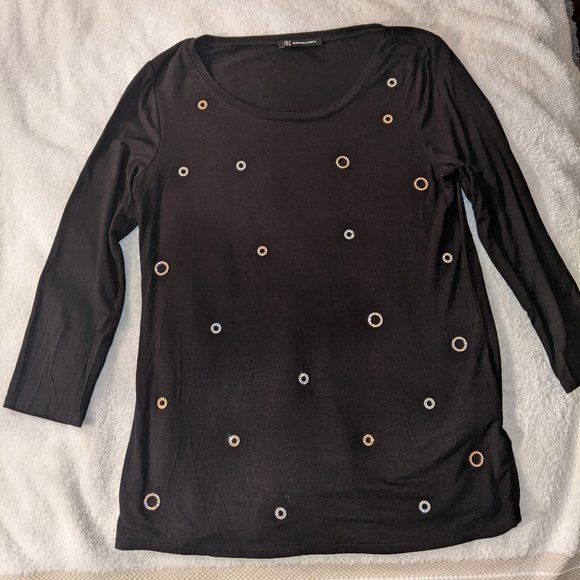 INC Embellished Top - Black With "Jewels" - Picture 1 of 4
